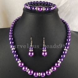 purple pearl necklace set